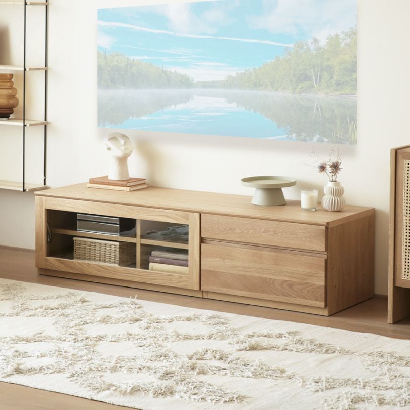 ASTER アスター TV SET4 オーク (180天板 + 30TVチェスト + 90TVガラス