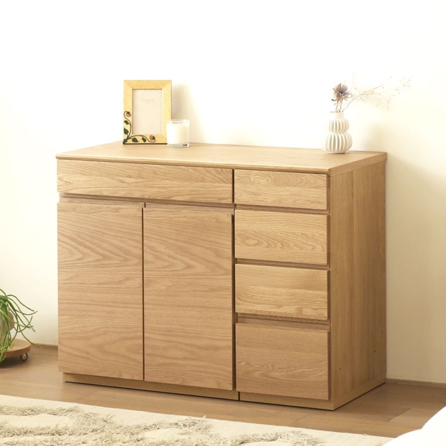 ASTER アスター LIVING SET2 オーク (90天板 + 60キャビネット + 30チェスト)