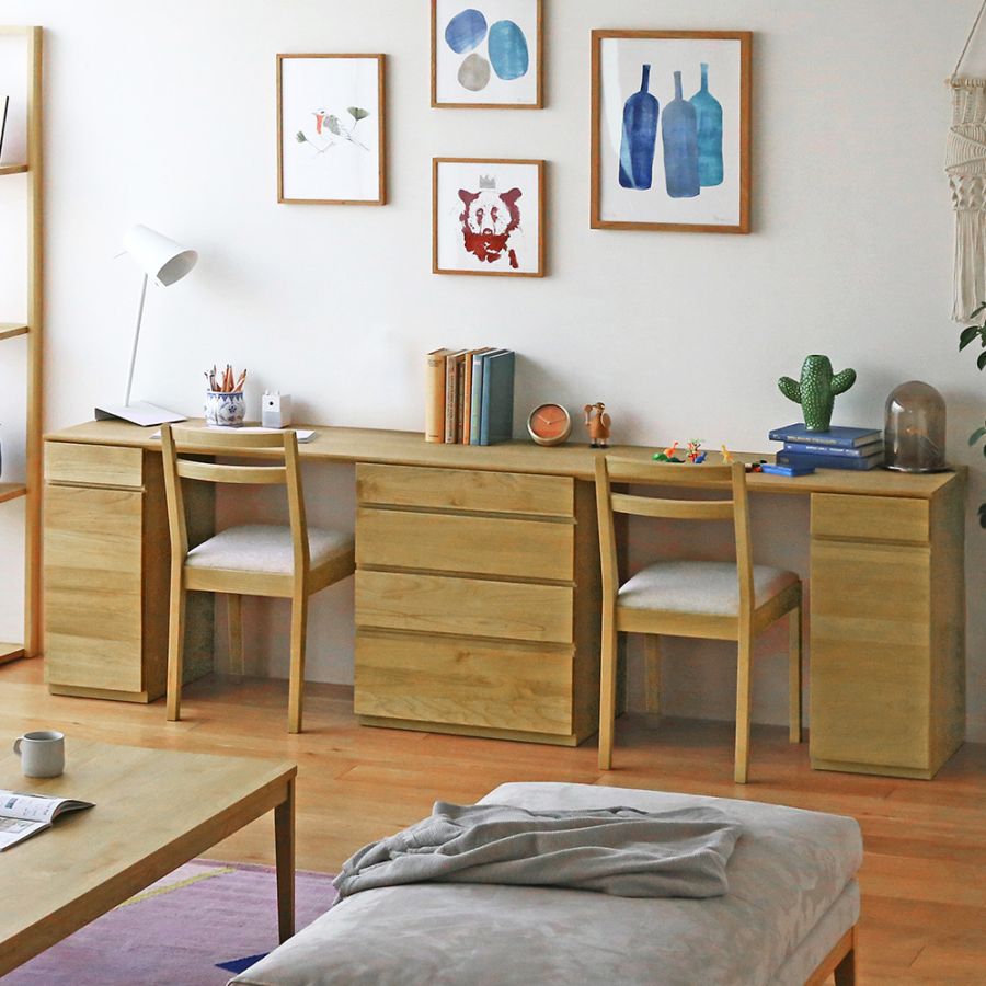 ASTER DESK SET10 240天板 + 30キャビネット (左開き) + 60チェスト + 30キャビネット (右開き) オーク/ウォルナット