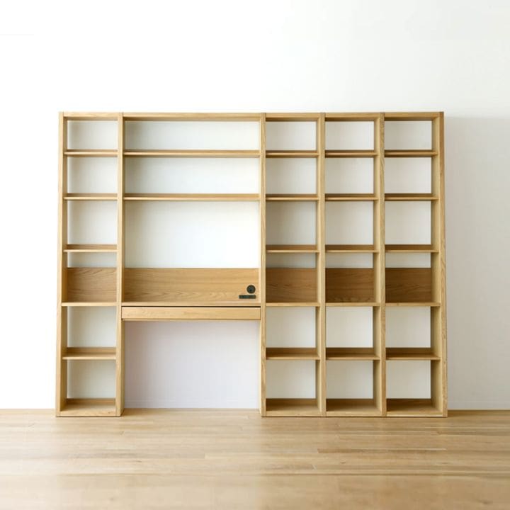 GALLE ガレ 41本棚 + 89デスクパーツ + 41本棚 + 35本棚パーツ + 41本棚 幅 247cm