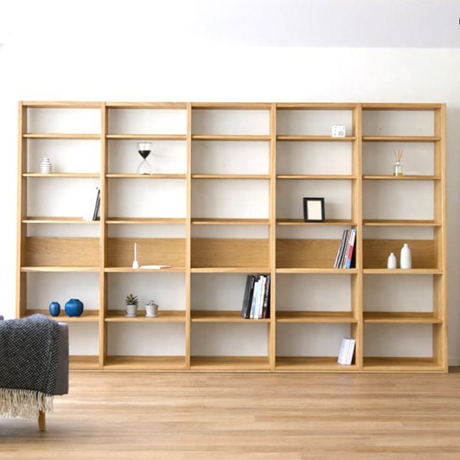 GALLE ガレ SHELF SET6 オーク 幅313cm (65 本棚 (右加工あり) + 59 本棚 パーツ + 65 本棚 (左右加工あり) + 59 本棚 パーツ + 65 本棚 (左加工あり))