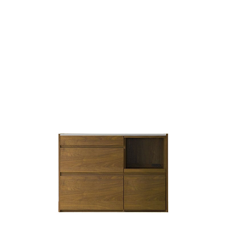 HARVEST オーダー天板 (幅126cm) ＋ 下台用サイドパネル (左右セット) + 70 引出下台 + 56 オープン下台 オーク/ウォルナット