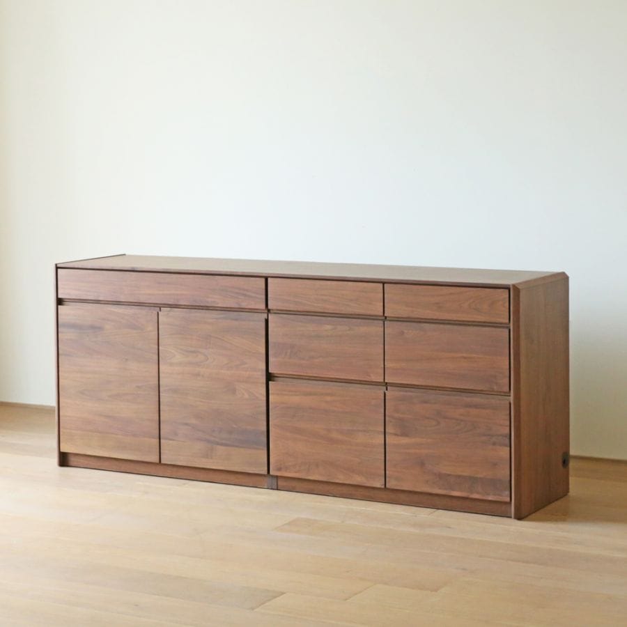 【廃番30％OFF】【WEB限定】スタンザ W180 リビング収納セット(180天板+90キャビネット下台+90チェスト下台+ミドルサイドパネル（左・右) ）ウォルナット 