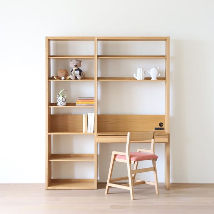 GALLE ガレ DESK SET4 オーク 幅184cm (65本棚(右加工あり) + 89学習デスクパーツ + エンドパネル(右エンド))