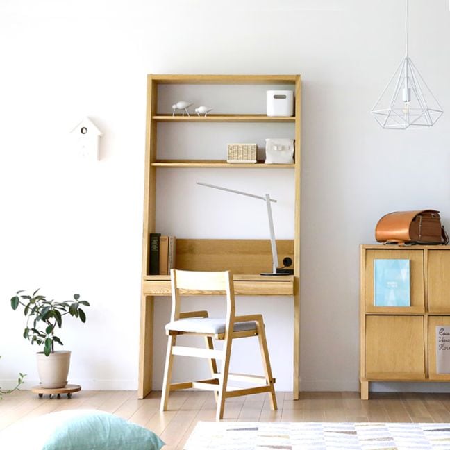 GALLE ガレ DESK SET1 オーク 幅95cm (エンドパネル(左) + 89 学習デスク パーツ+ エンドパネル (右))