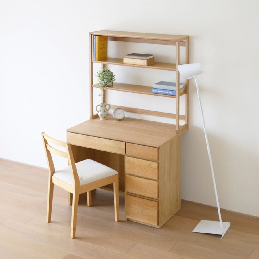 ASTER オーダー突板天板 (幅90cm 奥行き60cm) + 60デスク + 30チェスト + 90ラック オーク/ウォルナット 天板のみ受注生産 ※チェア別売