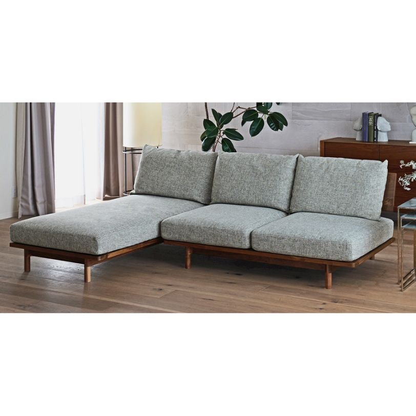 MOLEN SOFA シェーズロング＋２人掛け ウォルナット 生地/CHART3:アッシュグレー【受注生産】