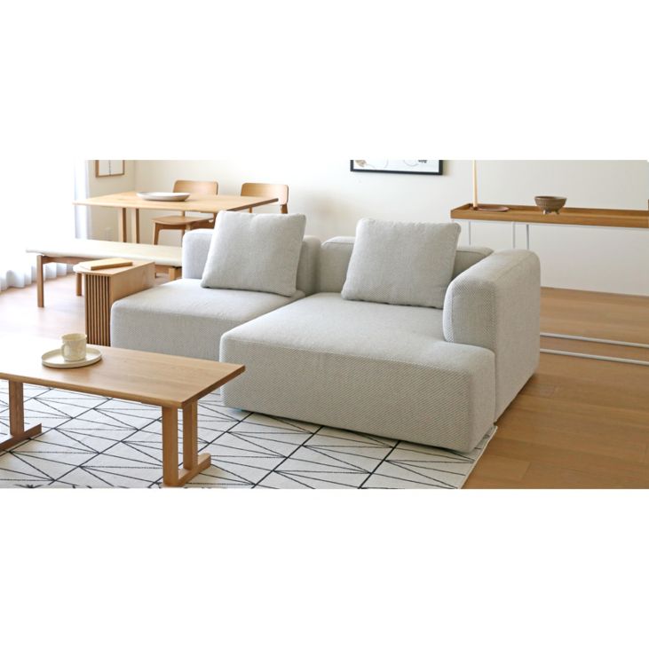 SUMOWA SOFA SET5 1人掛けソファ(肘なし)＋シェーズロング(右肘) ベージュ/グレー