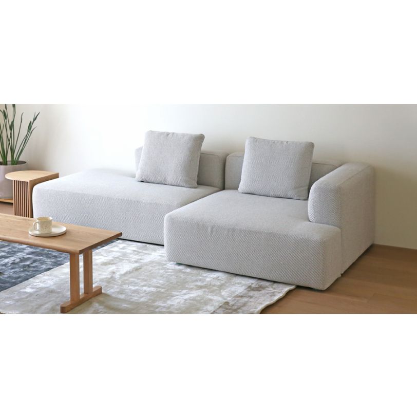 SUMOWA SOFA SET7 2人掛けソファ(右背もたれ)＋シェーズロング(右肘) ベージュ/グレー