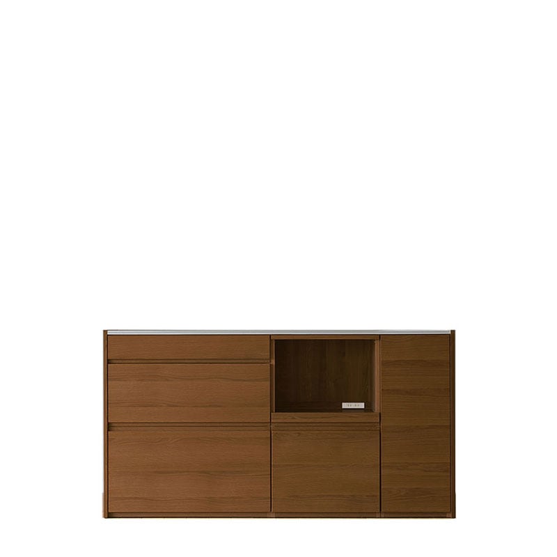 HARVEST オーダー天板 (幅166cm) ＋下台用サイドパネル (左右セット) + 70引出下台 + 56オープン下台＋幅オーダーキャビネット下台 (幅40cm・右開き) オーク/ウォルナット