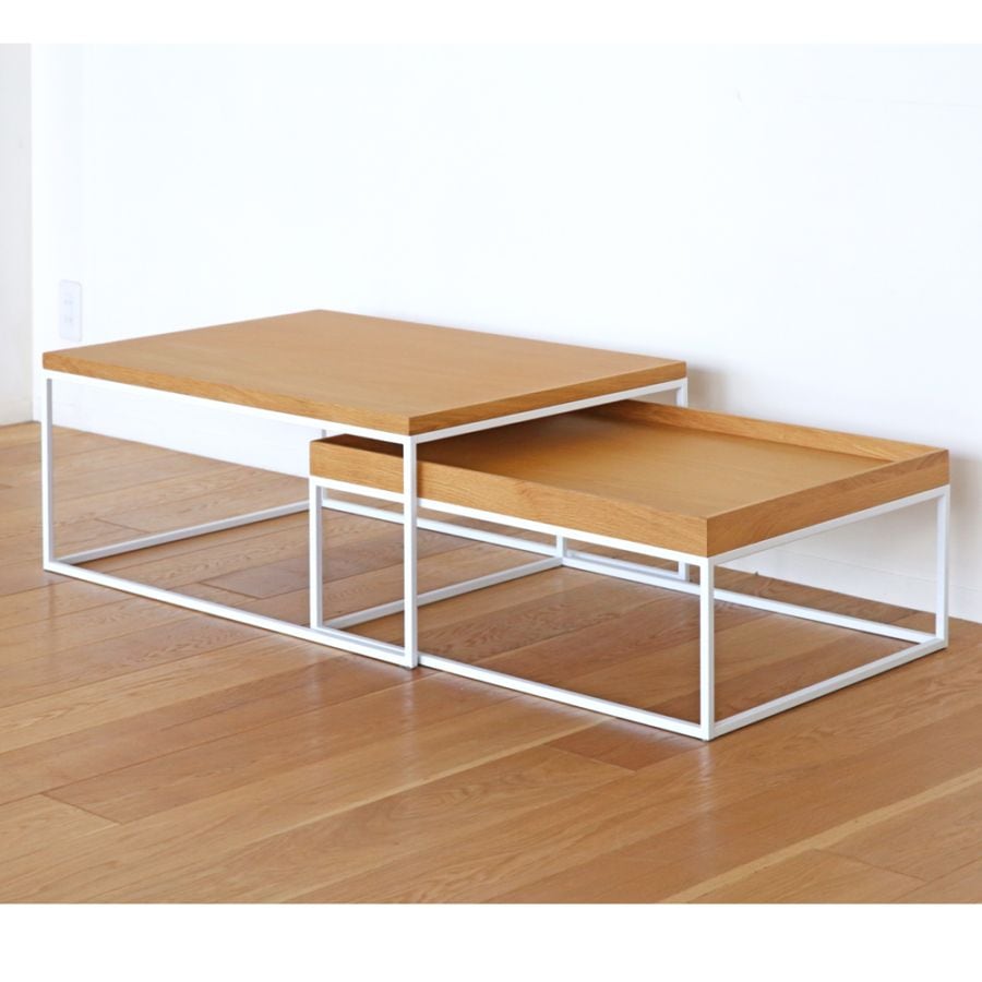 【25％OFF】【1台限り】【本社直営店】LINIE LIVING TABLE オーク/ホワイトフレーム