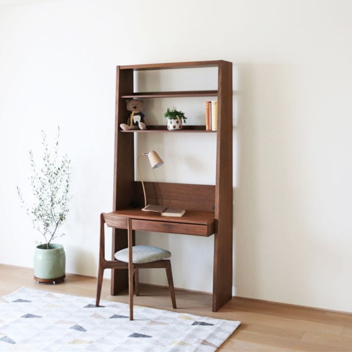 GALLE ガレ DESK SET1 ウォルナット 幅95cm (エンドパネル(左) + 89 学習デスク パーツ+ エンドパネル (右))