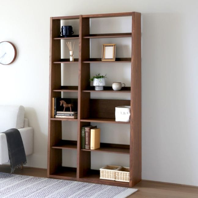 GALLE ガレ SHELF SET1 ウォルナット 幅103cm (41本棚 (右加工あり) + 59 本棚 パーツ + エンドパネル (右エンド))