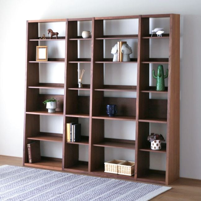 GALLE ガレ SHELF SET5 ウォルナット 幅203cm (65 本棚 (右加工あり) + 35 本棚 パーツ + 65 本棚 (左右加工あり) + 35 本棚 パーツ + エンドパネル (右エンド))
