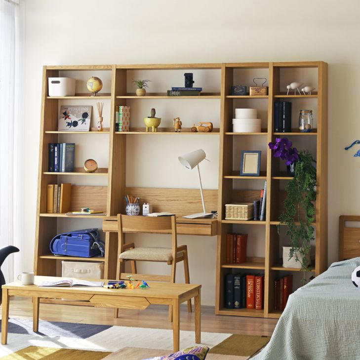 GALLE ガレ DESK SET6 オーク 幅233cm (65本棚(右加工あり) + 89学習デスクパーツ + 41本棚(左加工あり) + 35本棚パーツ + エンドパネル(右))