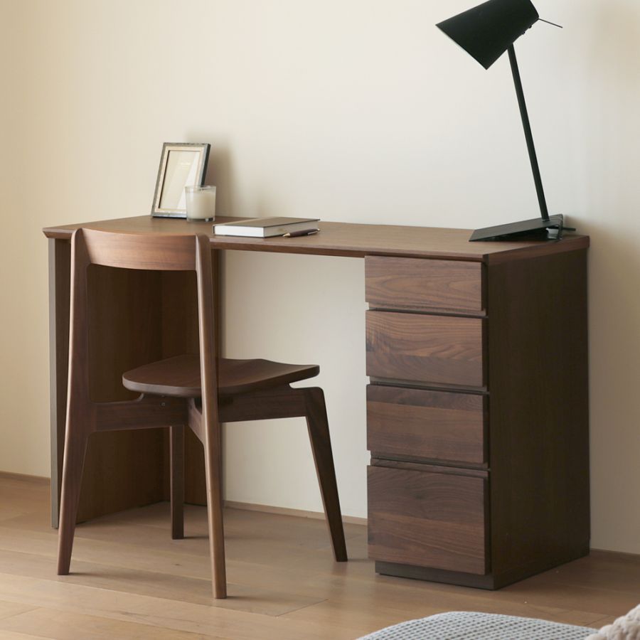 ASTER アスター DESK SET6 ウォルナット (120天板 + サイドパネル（右・左） + 30チェスト) ※チェア別売