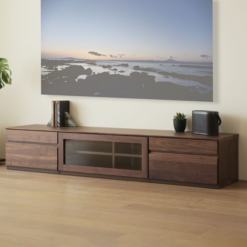 ASTER アスター TV SET5 ウォルナット (210天板 + 60TVチェスト + 90TVガラス扉 + 60TVチェスト)