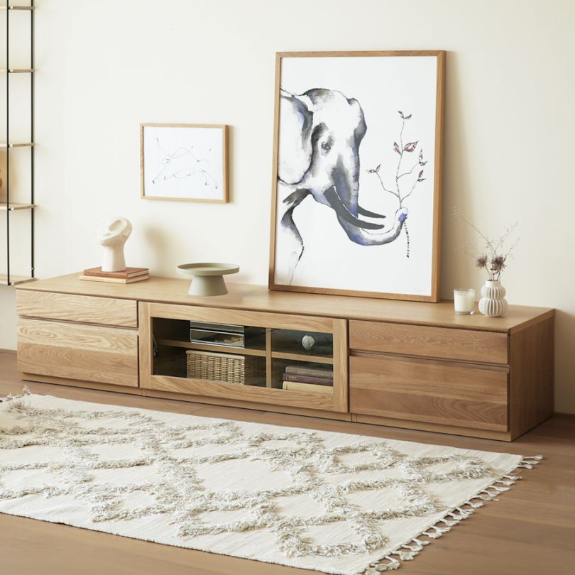 ASTER アスター TV SET5 オーク (210天板 + 60TVチェスト + 90TVガラス扉 + 60TVチェスト)