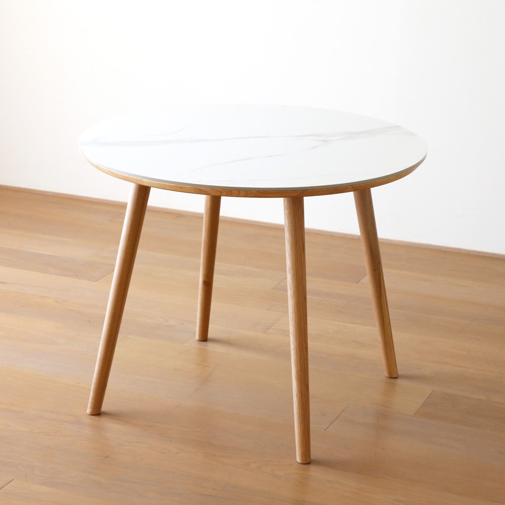 【50％OFF】【1台限り】【本社直営店】MALLOON マルーンセラミック天板 ダイニングテーブル Φ90cm オーク