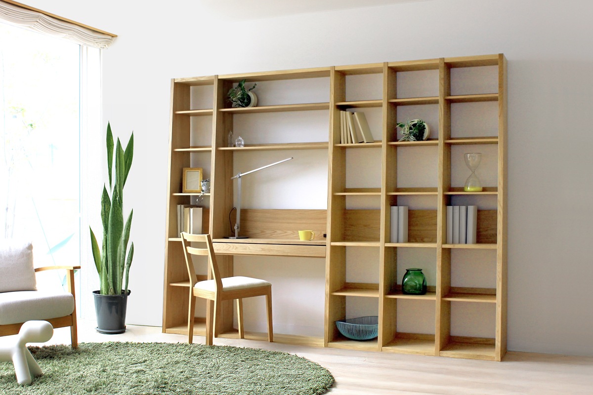 GALLE ガレ 41本棚 + 89デスクパーツ + 41本棚 + 35本棚パーツ + 41本棚 幅 247cm