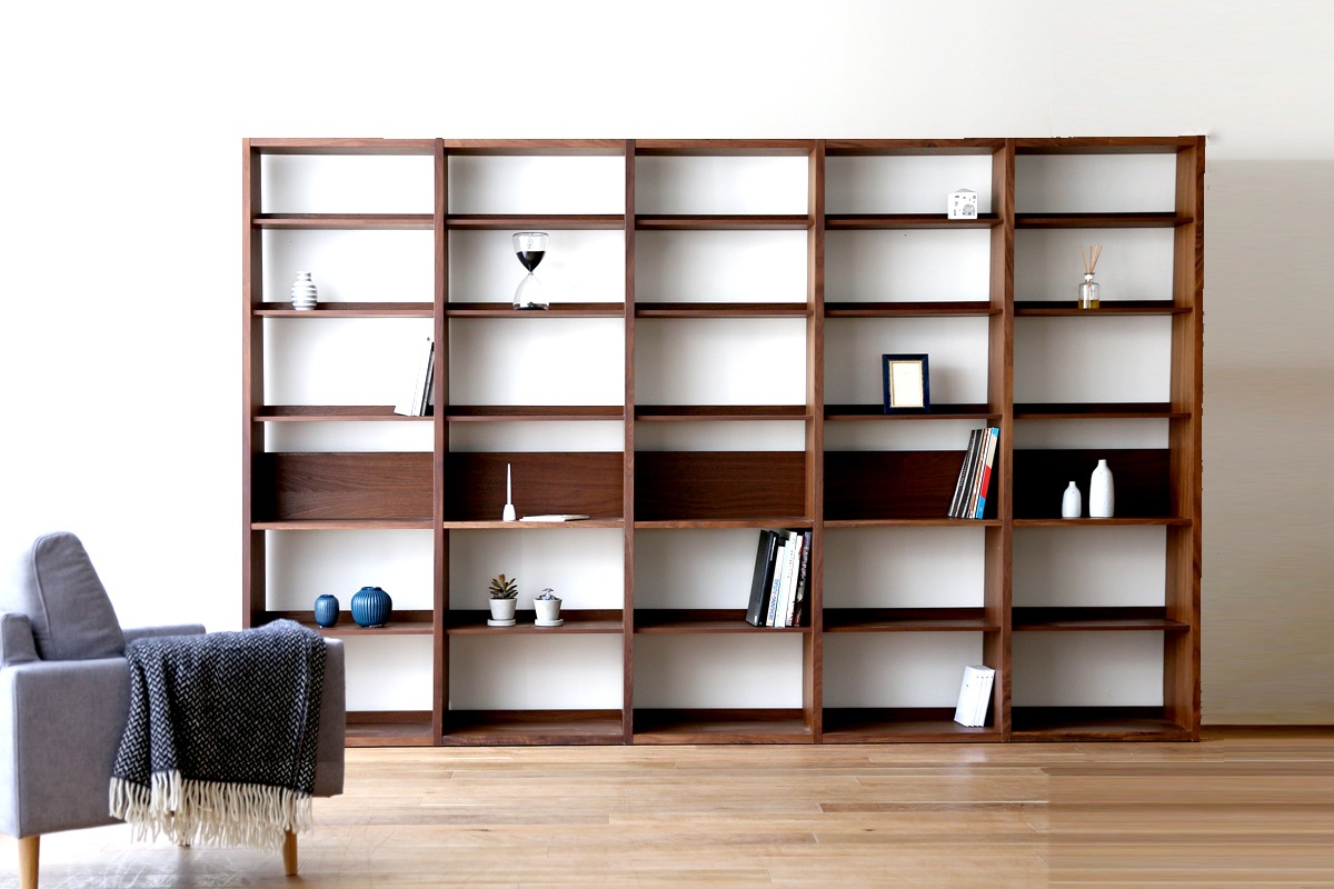 GALLE 65 本棚 (右加工あり) + 59 本棚 パーツ + 65 本棚 (左右加工あり) + 59 本棚 パーツ + 65 本棚 (左加工あり) 幅 313cm