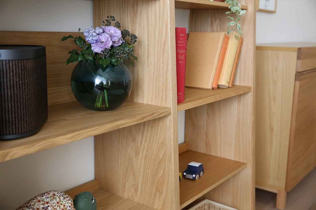 GALLE ガレ SHELF SET6 オーク 幅313cm (65 本棚 (右加工あり) + 59 本棚 パーツ + 65 本棚 (左右加工あり) + 59 本棚 パーツ + 65 本棚 (左加工あり))