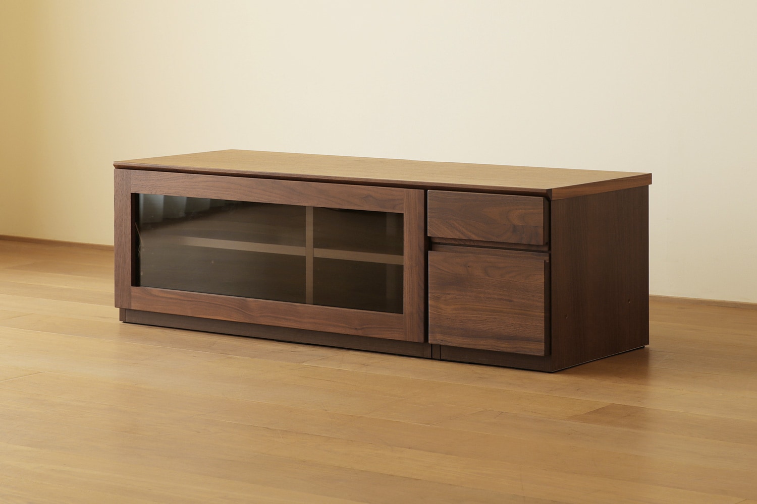 ASTER アスター TV SET1 ウォルナット (120天板 + 90TVガラス扉 + 30TVチェスト)