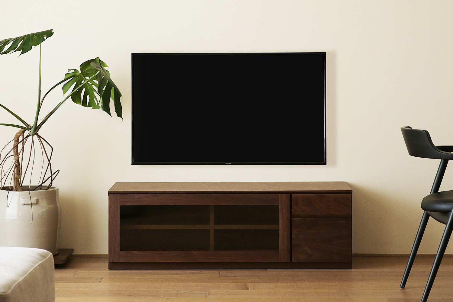 ASTER アスター TV SET1 ウォルナット (120天板 + 90TVガラス扉 + 30TVチェスト)