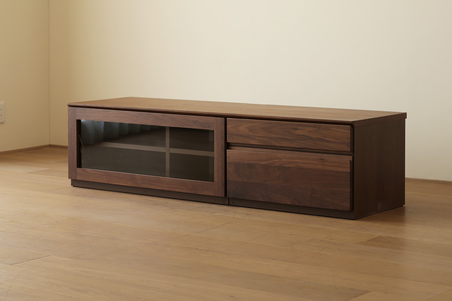 ASTER アスター TV SET3 ウォルナット (150TV天板 + 90TVガラス扉 + 60TVチェスト)