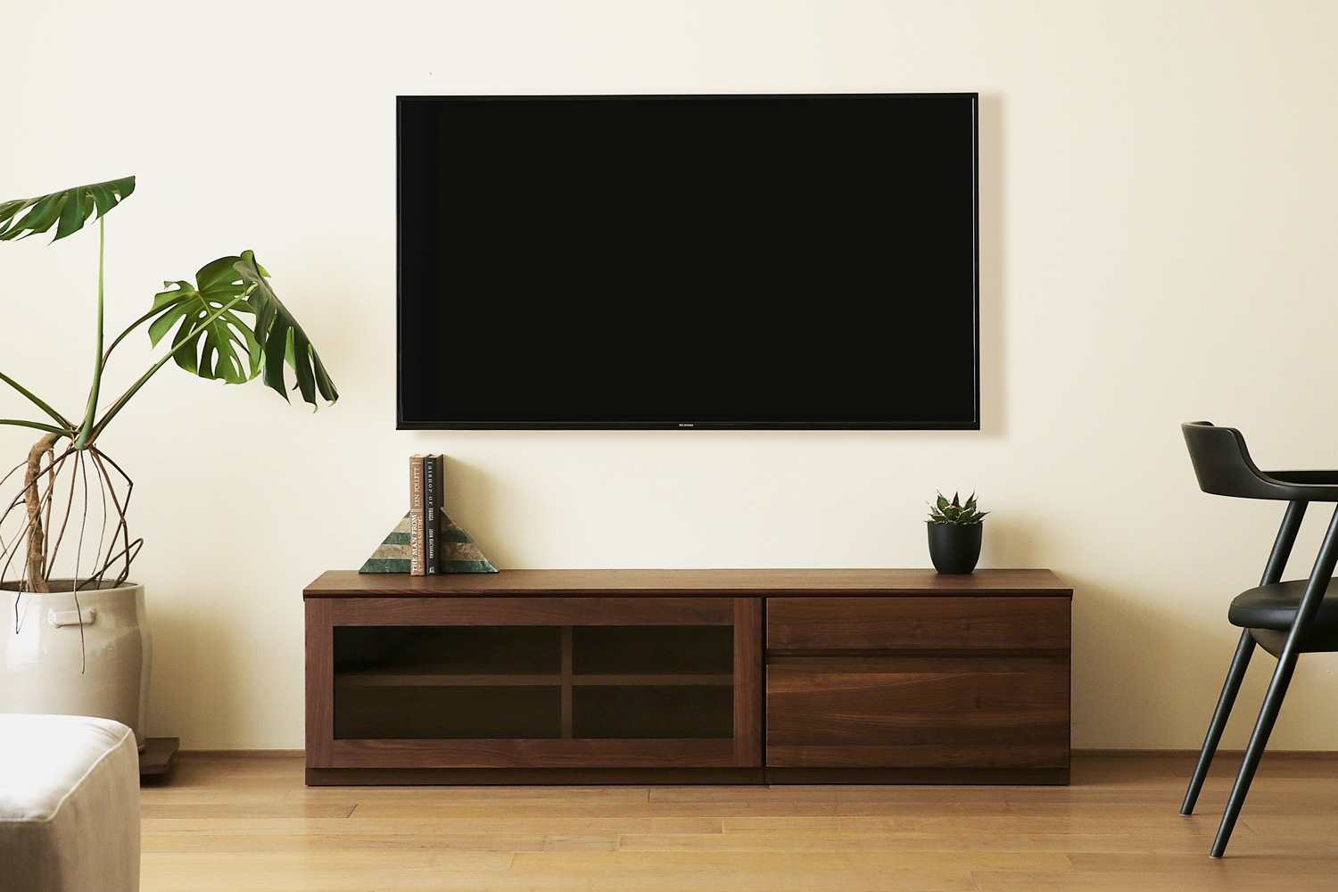 ASTER アスター TV SET3 ウォルナット (150TV天板 + 90TVガラス扉 + 60TVチェスト)