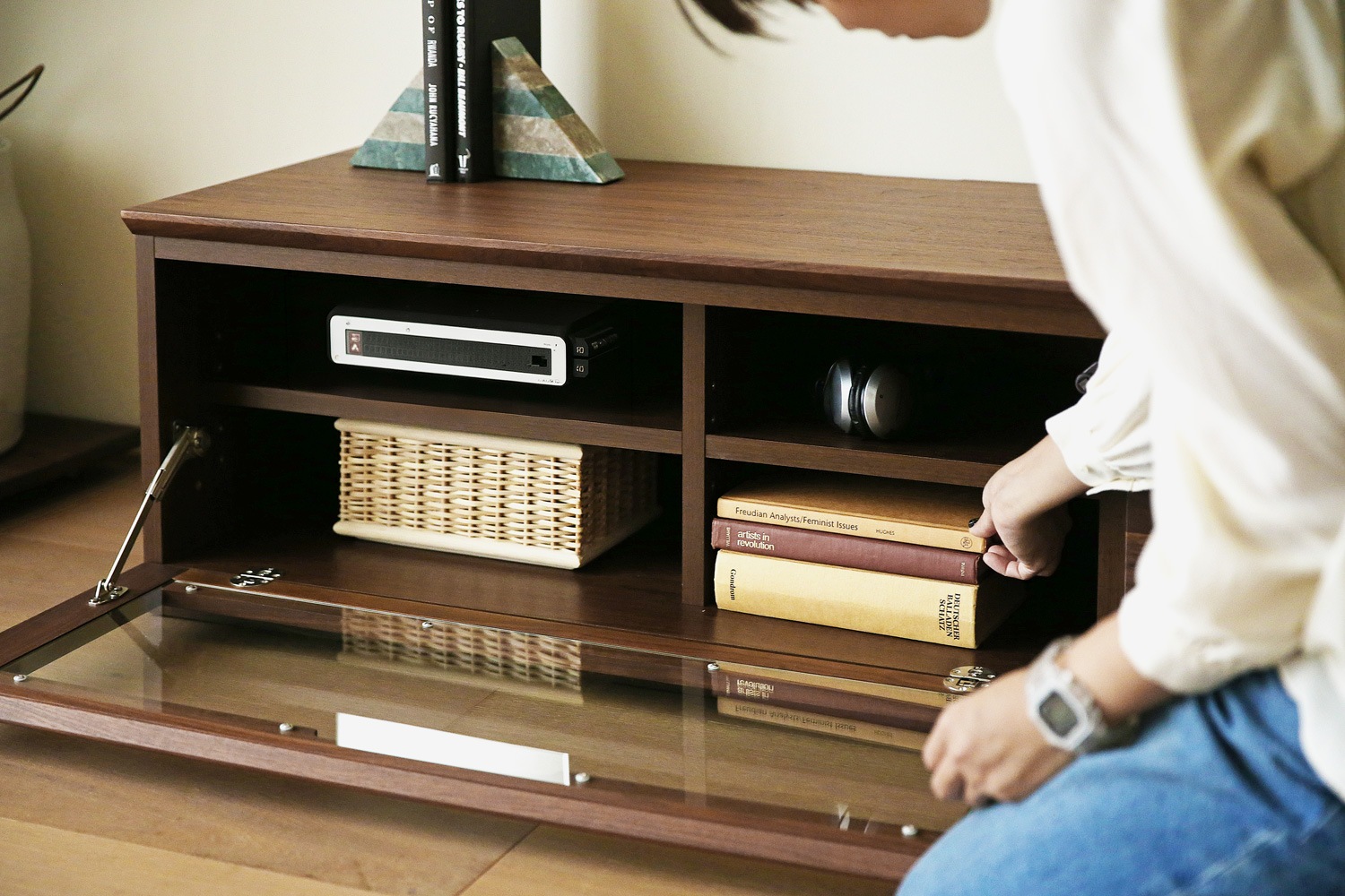 ASTER アスター TV SET3 ウォルナット (150TV天板 + 90TVガラス扉 + 60TVチェスト)