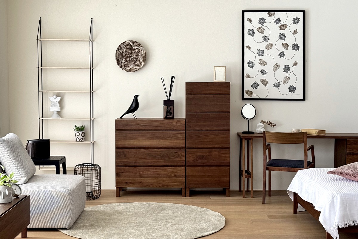 LECCE 50リビングハイチェスト ウォルナット