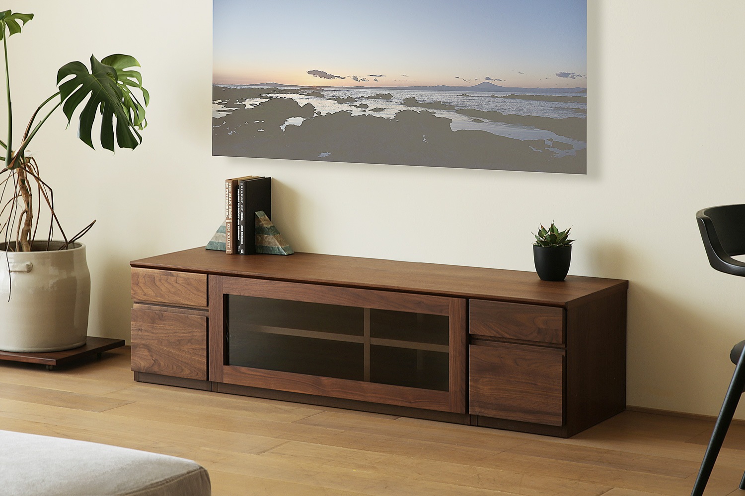 ASTER アスター TV SET2 オーク (150天板 + 30TVチェスト + 90TVガラス扉 + 30TVチェスト)