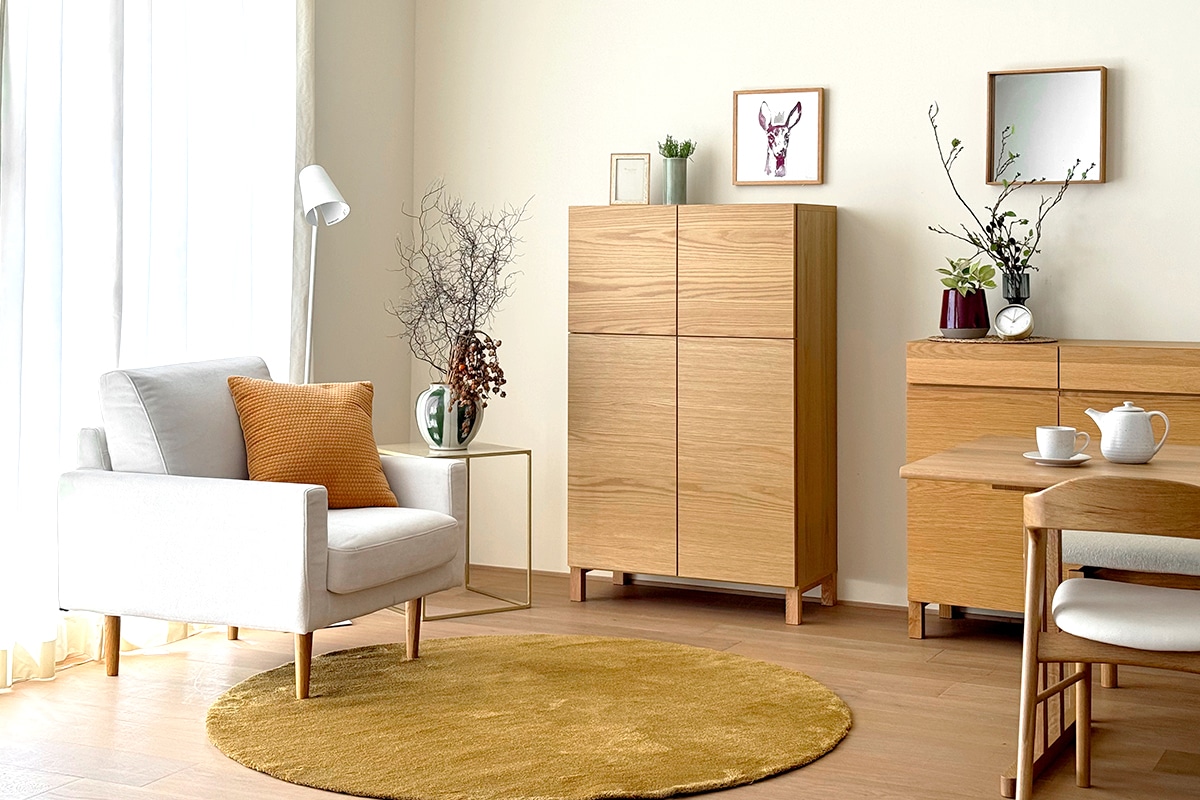 LECCE 80ハイキャビネット オーク