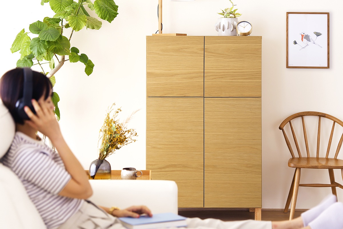 LECCE 80ハイキャビネット オーク