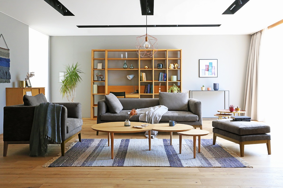 【廃番25％OFF】 FRACCE SOFA 2人掛け グレー ウォルナット脚