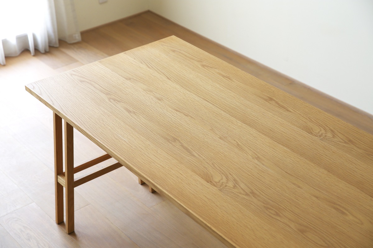 PLAIN DESK SET2 オーダー突板天板 (幅90cm奥行55cm)＋片脚パーツ 天板奥行き 55cm～70cm用 + 片脚パーツ 天板奥行き55cm～70cm用 + オーダー上置きタイプB (幅90cm)