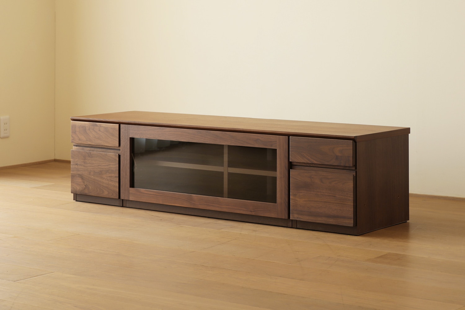 ASTER アスター TV SET2 ウォルナット (150天板 + 30TVチェスト + 90TVガラス扉 + 30TVチェスト)
