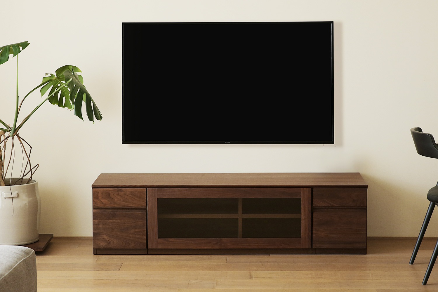 ASTER アスター TV SET2 ウォルナット (150天板 + 30TVチェスト + 90TVガラス扉 + 30TVチェスト)