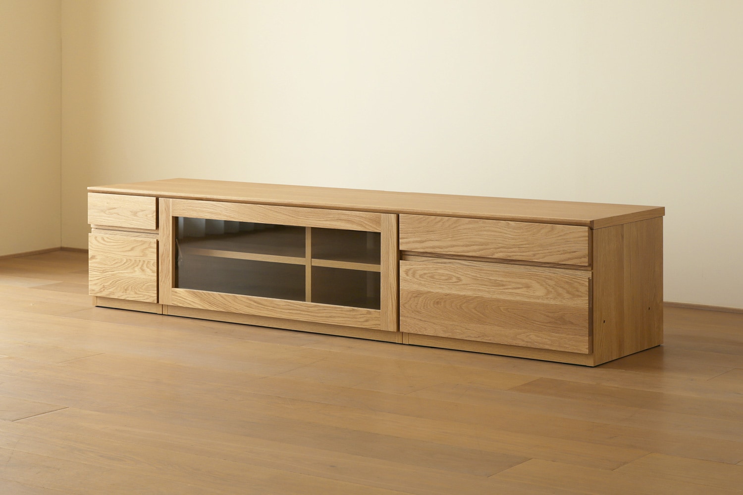 ASTER アスター TV SET4 オーク (180天板 + 30TVチェスト + 90TVガラス扉 + 60TVチェスト)