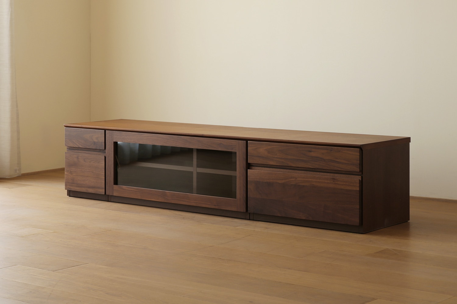 ASTER アスター TV SET4 ウォルナット (180天板 + 30TVチェスト + 90TVガラス扉 + 60TVチェスト)