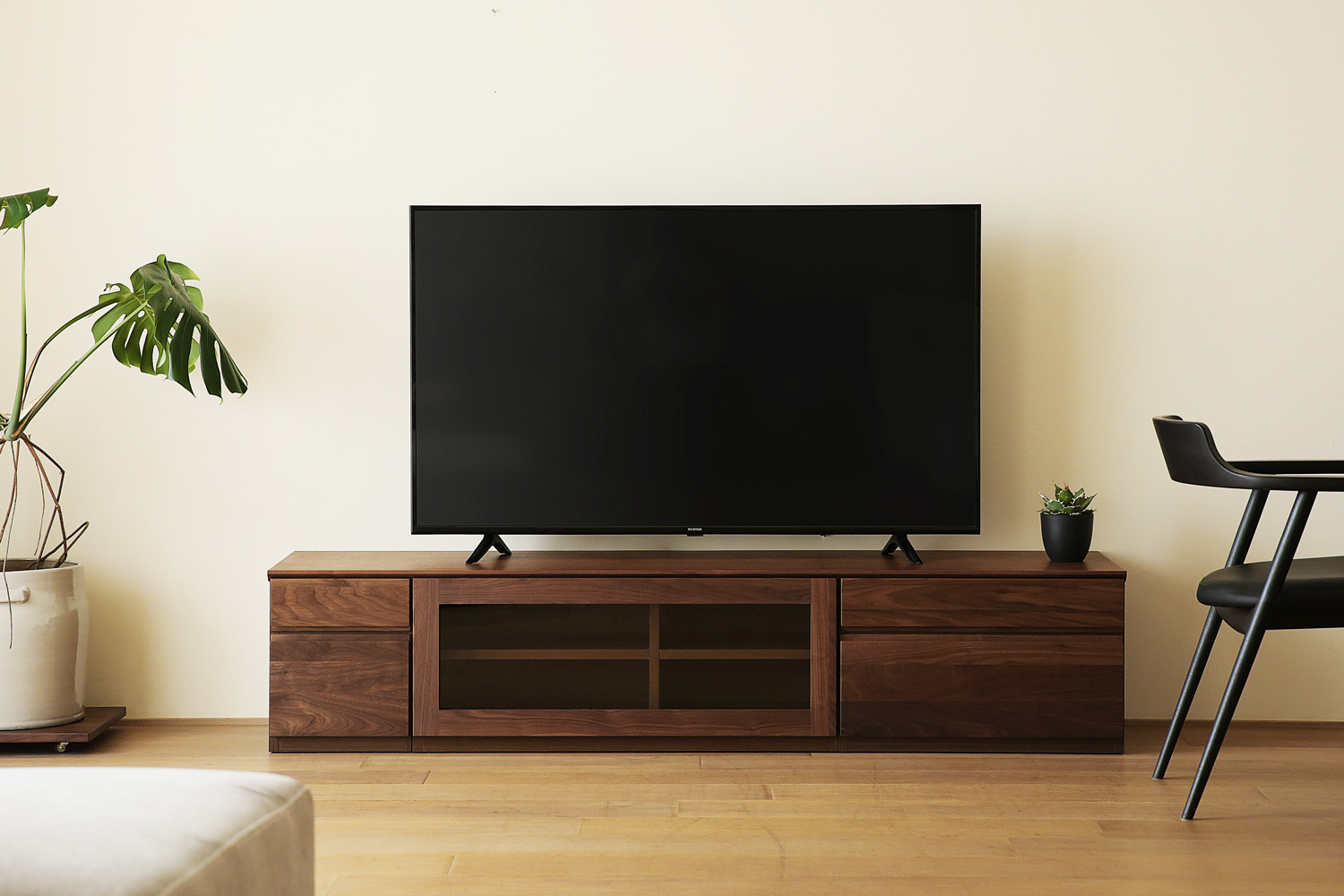 ASTER アスター TV SET4 ウォルナット (180天板 + 30TVチェスト + 90TVガラス扉 + 60TVチェスト)