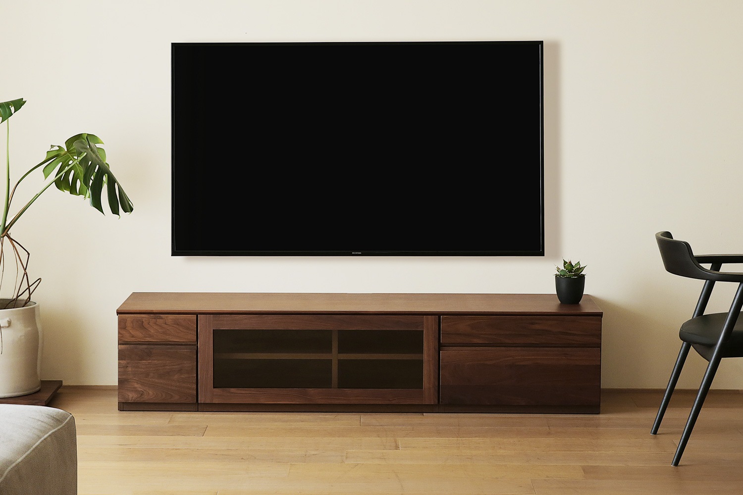 ASTER アスター TV SET4 ウォルナット (180天板 + 30TVチェスト + 90TVガラス扉 + 60TVチェスト)