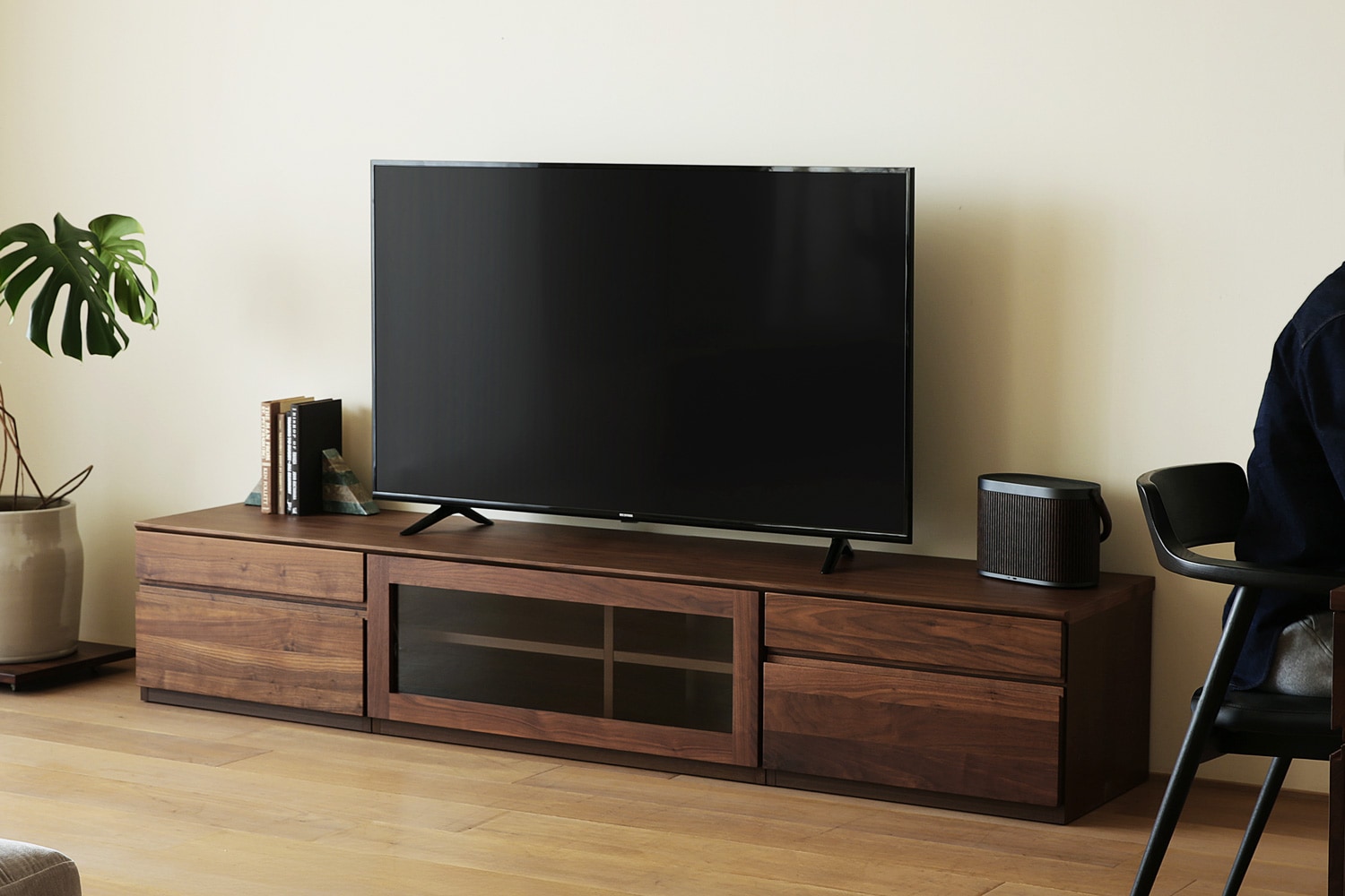 ASTER アスター TV SET5 ウォルナット (210天板 + 60TVチェスト + 90TVガラス扉 + 60TVチェスト)