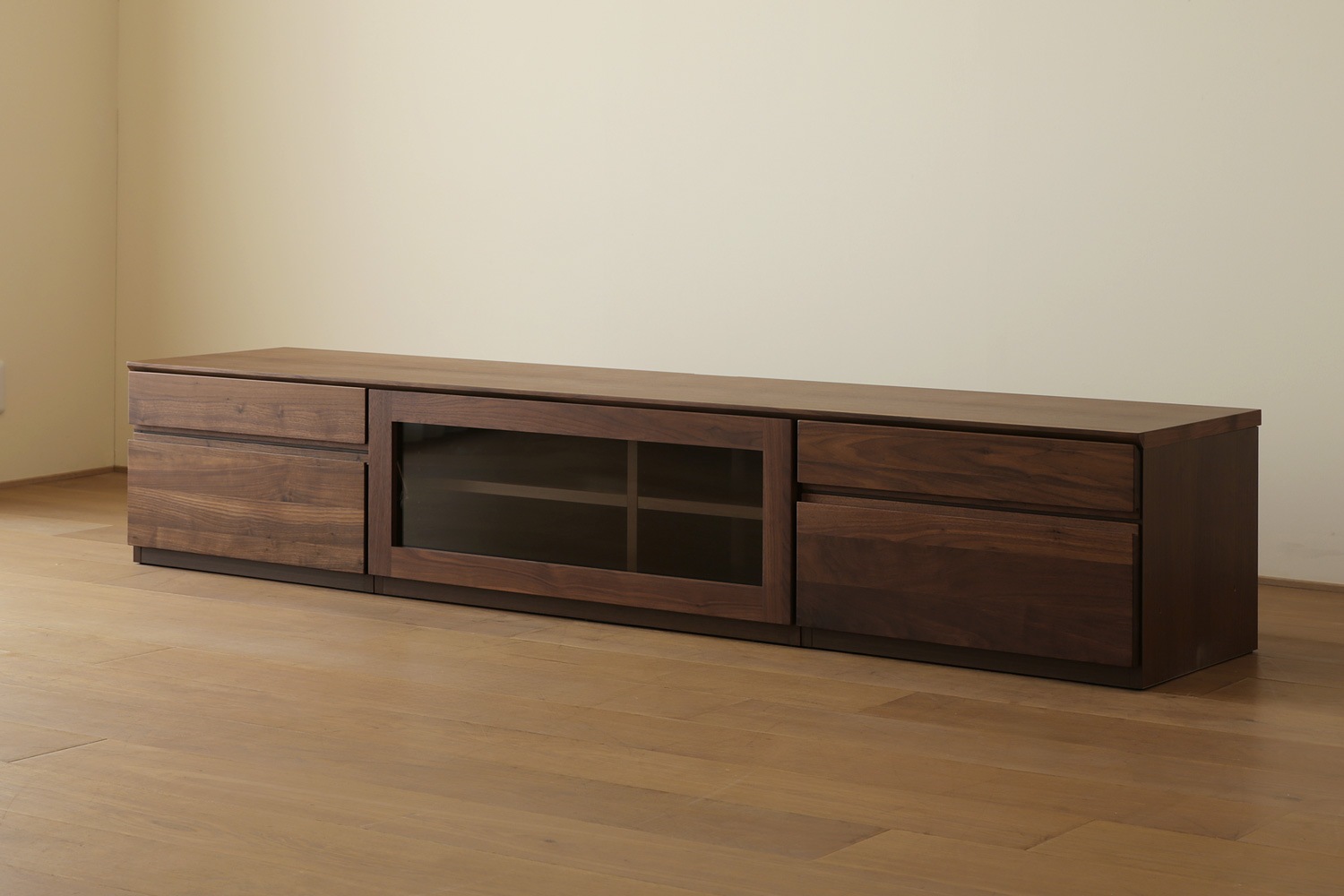 ASTER アスター TV SET5 ウォルナット (210天板 + 60TVチェスト + 90TVガラス扉 + 60TVチェスト)