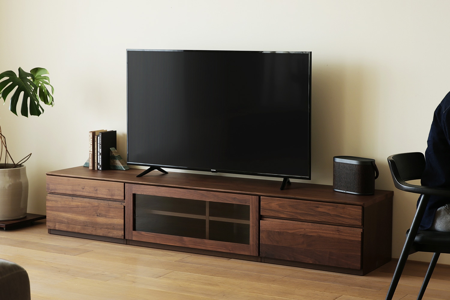 ASTER アスター TV SET5 ウォルナット (210天板 + 60TVチェスト + 90TVガラス扉 + 60TVチェスト)