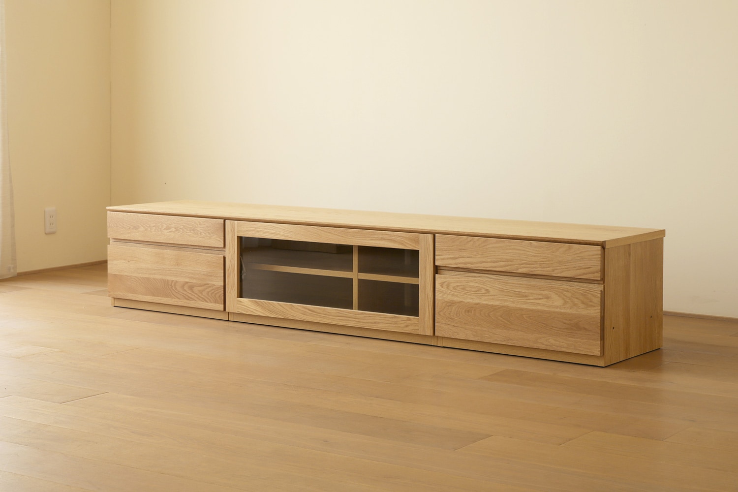 ASTER アスター TV SET5 オーク (210天板 + 60TVチェスト + 90TVガラス扉 + 60TVチェスト)