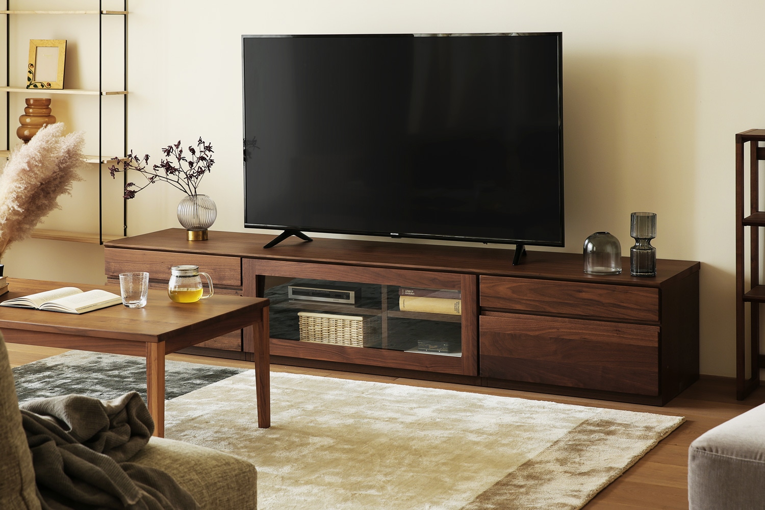 ASTER アスター TV SET5 オーク (210天板 + 60TVチェスト + 90TVガラス扉 +