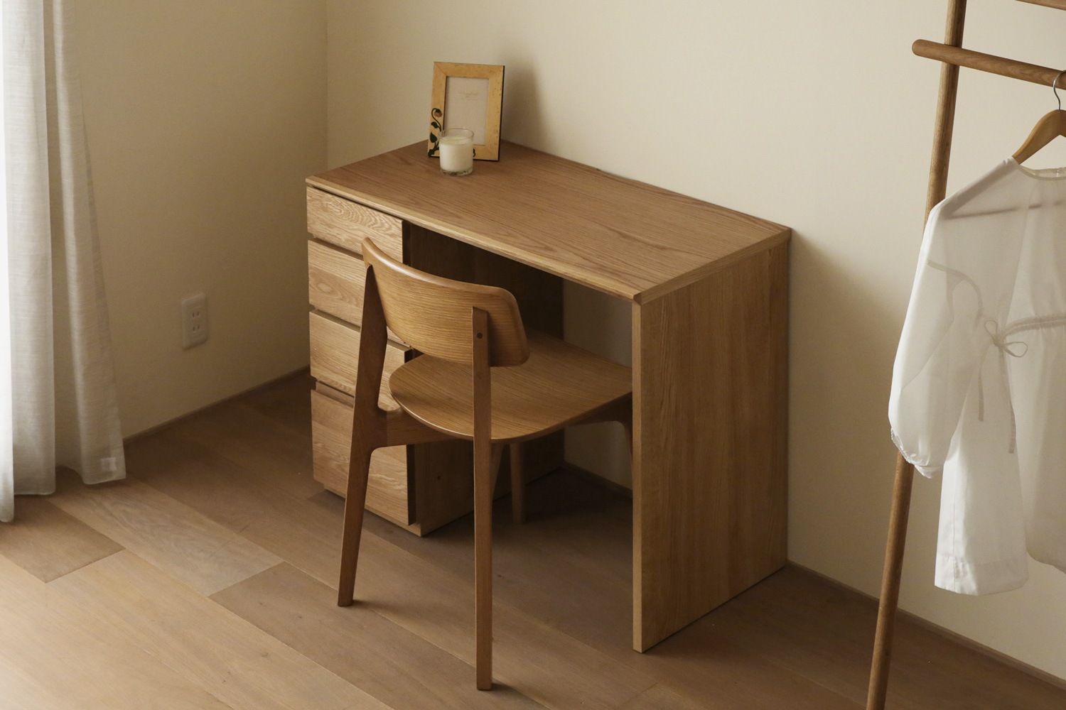 ASTER アスター DESK SET2 オーク (90天板 + サイドパネル（右・左） + 30チェスト) ※チェア別売