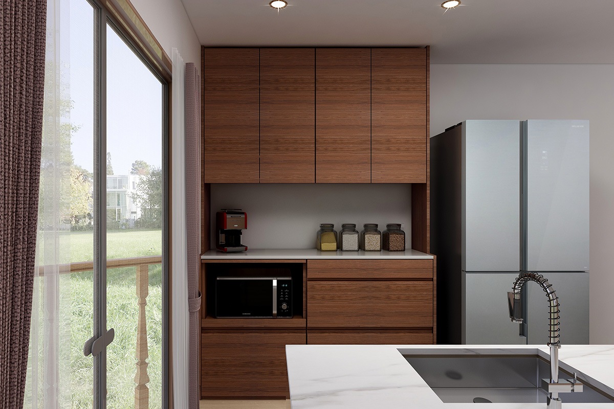 HARVEST SET8 オーダー天板 (幅154cm) + 下台用サイドパネル (左右セット) + 84 引出下台 + 70オープン下台 ＋ 上置き用バックパネル (154cm) + 上置き用高さオーダーサイドパネル (左右セット) ＋ 幅154cm 高さオーダー 4枚扉上置き オーク/ウォルナット